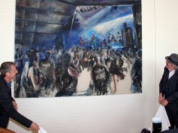 Presentatie schilderij Normaal van Sam Drukker (Hummelo 2011, foto: Harold Pelgrom)